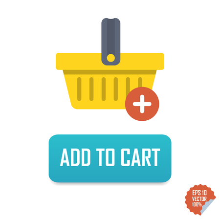 Add to Cart Vector button icon with basket. Isolated buttons for website or mobile applicationのイラスト素材
