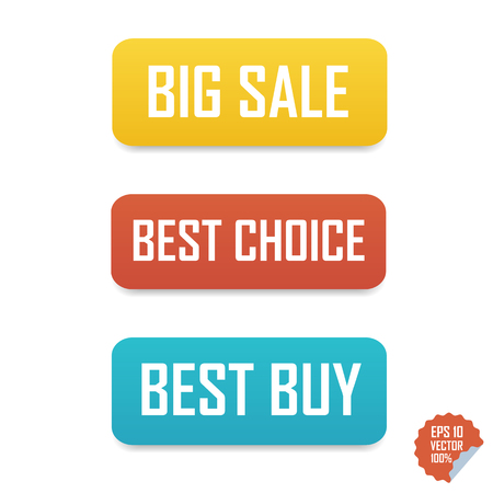 Big sale, best choice and best buy buttons. Isolated buttons for website or mobile applicationのイラスト素材