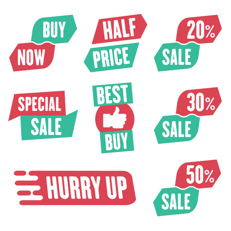 Season sale badges and tags bright design vector set for banners, promotional brochures, discount posters, shopping Flyer, clearance Advertising. collection sale objects and icons.のイラスト素材