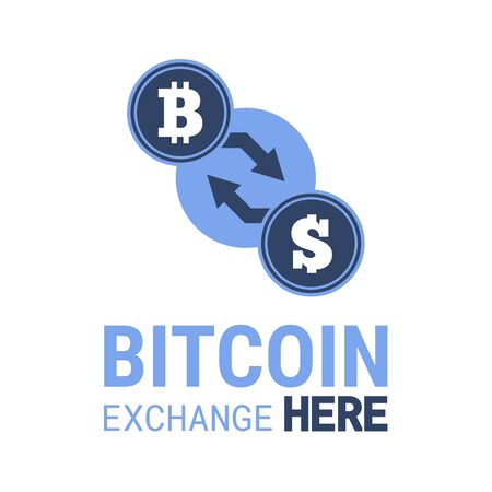 Bitcoin exchange here vector image. Vector illustration for app or website.のイラスト素材