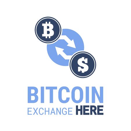 Bitcoin exchange here vector image. Vector illustration for app or website.のイラスト素材