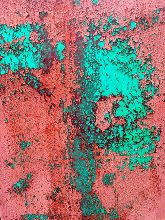Red and green old metal texture. Grunge background.