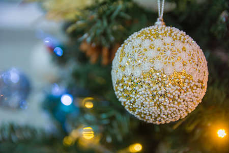 background image Christmas balls toys, decorations for New Year and Christmas.の写真素材