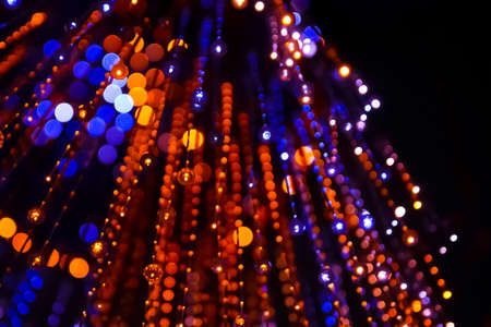 Fantastically beautiful blurred chandelier, bright bokeh, selective focusの写真素材