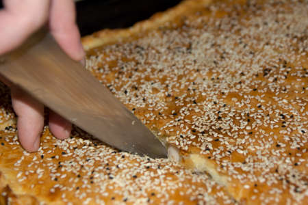 Homemade meat pie and sesame potato pie.の写真素材