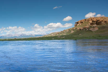 mountain river, Son Kul lakeの写真素材