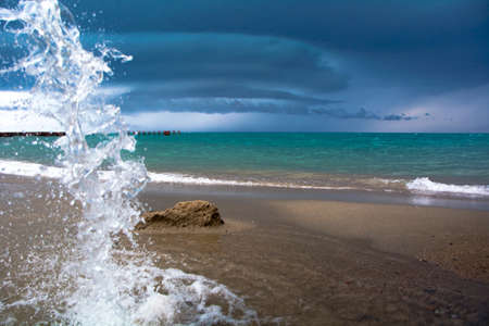 storm clouds over Lake Issyk Kul, Kyrgyzstanの写真素材