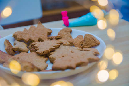 baking christmas cookies on new years eveの写真素材