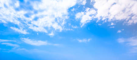 Blue sky with white clouds over Kyrgyzstan.の写真素材
