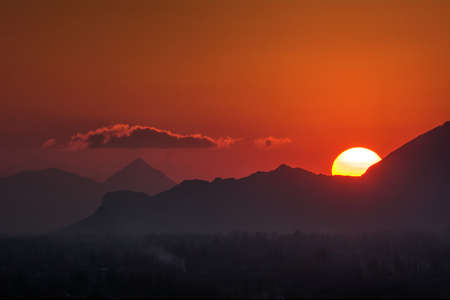 Sunset in the city of Osh, Sulaiman Too Kyrgyzstanの写真素材
