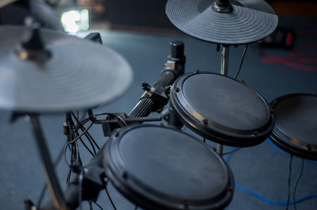 Black electronic drum set or its individual elements