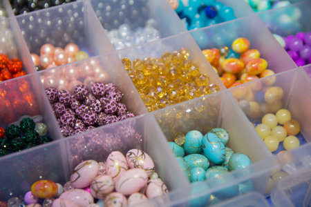 a set of rhinestones, beads for DIY craftsの写真素材