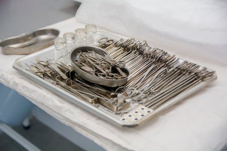 Medical table with devices for the operation.の写真素材