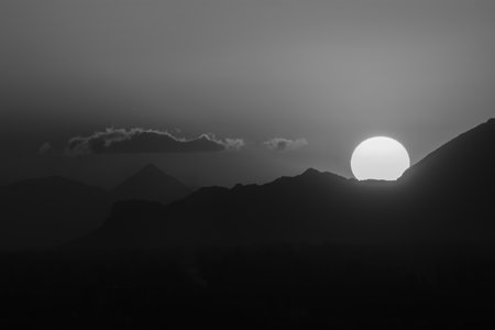 Sunset in the city of Osh, Sulaiman Too Kyrgyzstanの写真素材