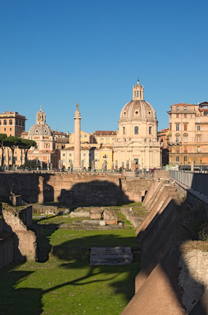 ROME, ITALY - JANUARY 6, 2017: Ruins of ancient Forum of Augustus near Roman Forum in Rome, Italy.のeditorial素材