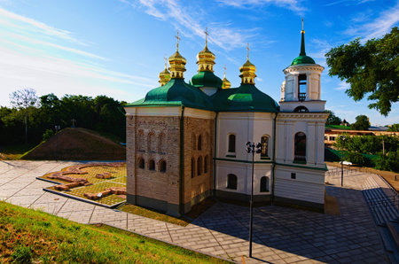Church of the Saviour at Berestovo. Side view of Church of the Saviour in Berestovo seen with its...