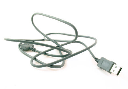 Grey usb-cable isolated on a white background.