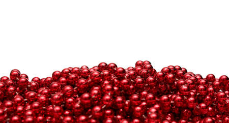 Background with red beads macro, isolated on white の写真素材