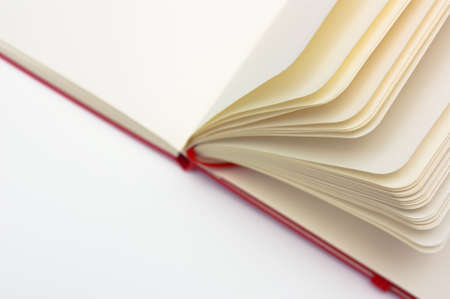 Red open notepad with sheets macro, angle copy-space  Light cross process の写真素材