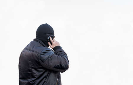 a bandit talking on the phoneの写真素材
