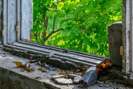 view of the broken windowの写真素材