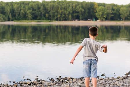 people on the shoreの写真素材