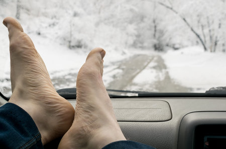 bare human feet on the panel