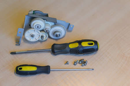 on table lie reducer with gearsの写真素材