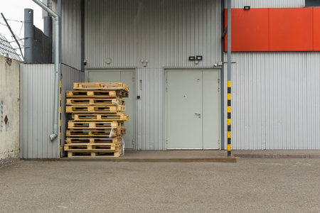 used pallets near the door of the store