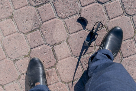 View of the feet of a man