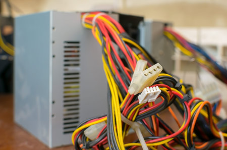 the connectors with the wires of the power supply from the computer