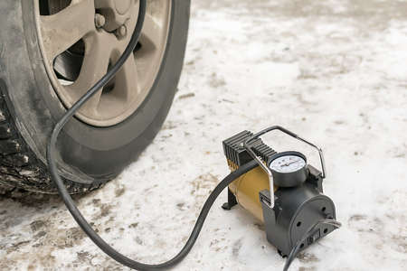 pump, automobile compressor for inflating tiresの写真素材