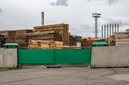 large metal gates to the woodworking plant