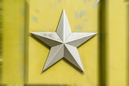 silver metal five pointed Soviet starの写真素材