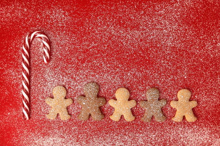 Gingerbread man Christmas background. sweet backgroundの写真素材
