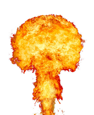 Explosion - fire mushroom. Mushroom cloud fireball from an explosion. Nuclear explosion. Symbol of...