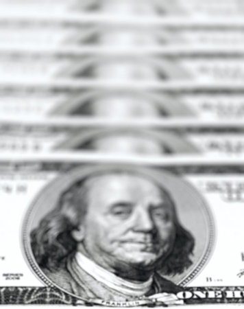 One Hundred Dollar Banknotes. Dollars Closeup Concept. American Dollars Cash Money.