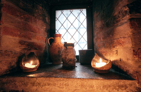 authentic medieval tavern. interior of a tavern.