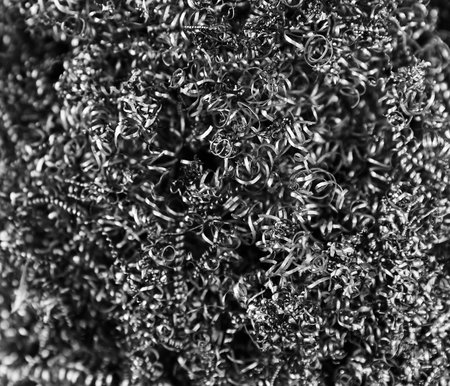 Metal shavings. Metalworking and materials.