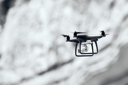 DJI Phantom 4 Pro Obsidian Edition in flight. 24.04.2018 Nazare Portugalのeditorial素材