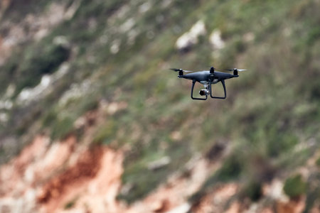 DJI Phantom 4 Pro Obsidian Edition in flight. 24.04.2018 Nazare Portugal