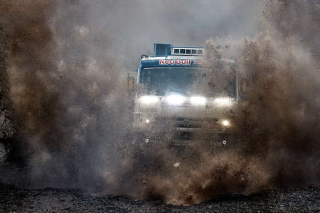 Truck Kamaz of the Kamaz-Master racing team. demonstration race. BIZON Truck Show. ROSTOV-ON-DON, RUSSIA - 20.05.2018のeditorial素材