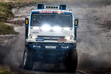 Truck Kamaz of the Kamaz-Master racing team. demonstration race. BIZON Truck Show. ROSTOV-ON-DON, RUSSIA - 20.05.2018のeditorial素材