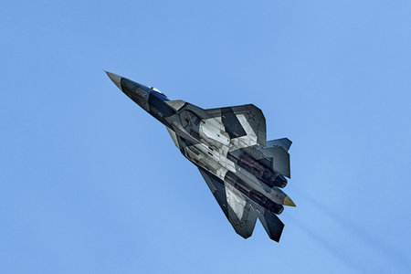 New New Russian five generation's fighter SU 57 (T-50) demonstration flight 18.07.2017, Zhukovsky,...