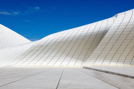 Heydar Aliyev Center. designed by Zaha Hadid. Center houses a conference hall, gallery and museum....