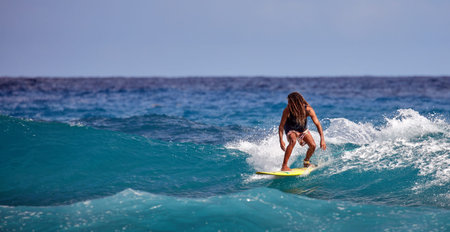 Surfer on a wave. beautiful ocean wave. Water sport activity. Atlantic Ocean, Dominican Republic....