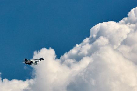 New New Russian five generation's fighter SU 57 (T-50) shows demonstration flight at Moscow salon...