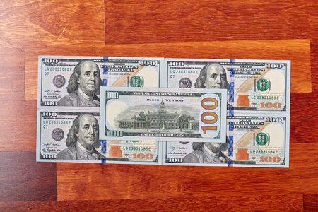Dollars Closeup Concept. American Dollars Cash Money. One Hundred Dollar Banknotes..
