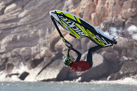 Professional jet ski riders compete at the IFWA World Tour Jet Ski Championship. Contestants perform...