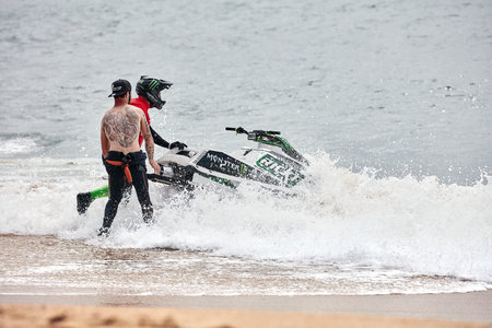 Professional jet ski riders compete at the IFWA World Tour Jet Ski Championship. Contestants perform...